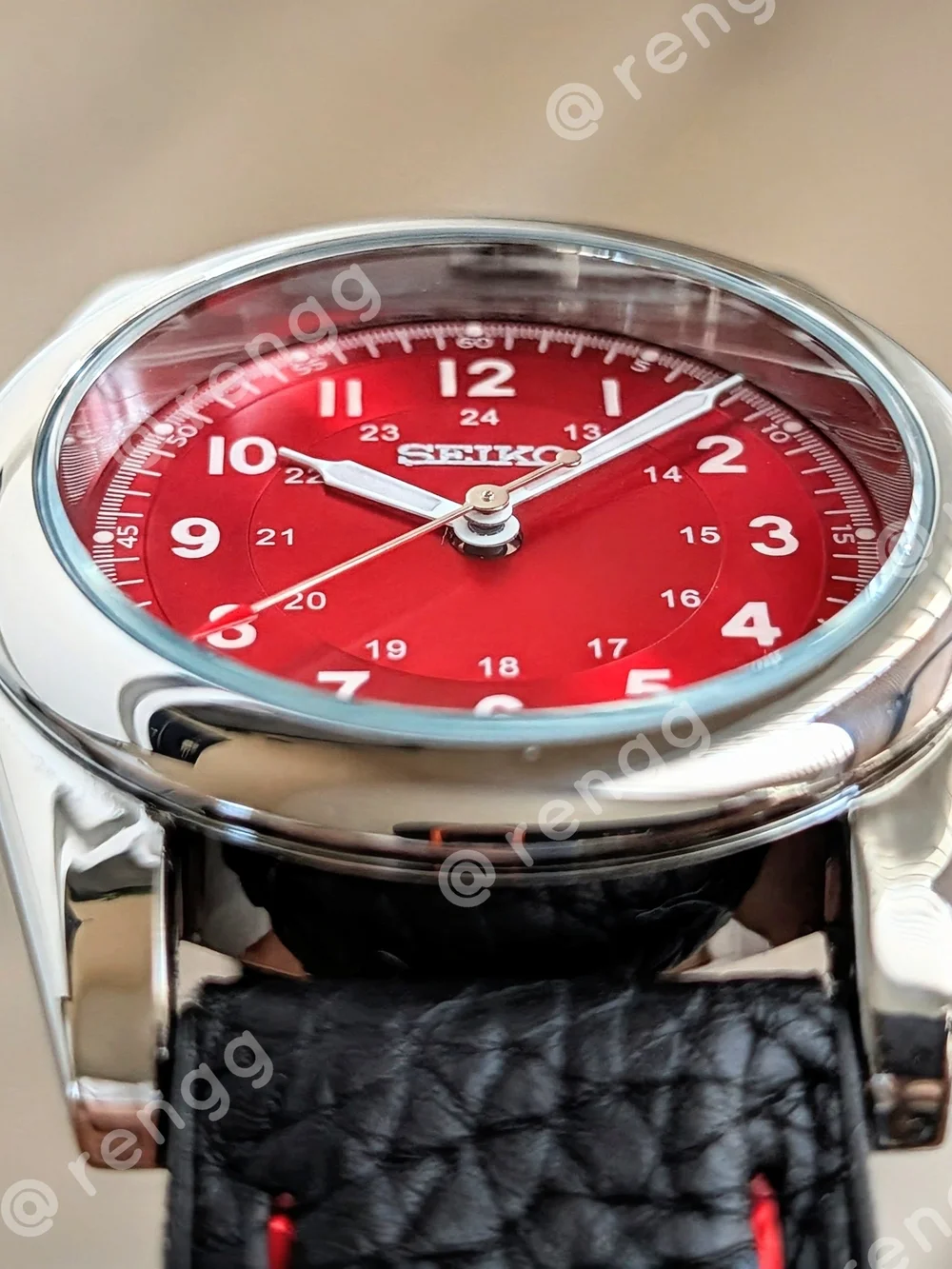 37mm Seiko Men’s Red Dial Mod Dress Watch Smooth Sweep Second